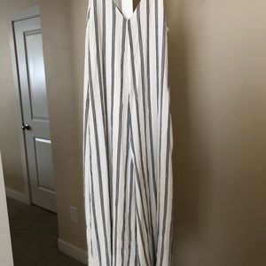 strapless striped jumpsuit